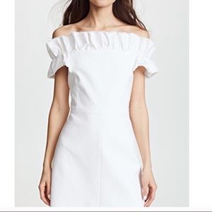 Rebecca Taylor White Off-the-Shoulder Ruffle Dress
